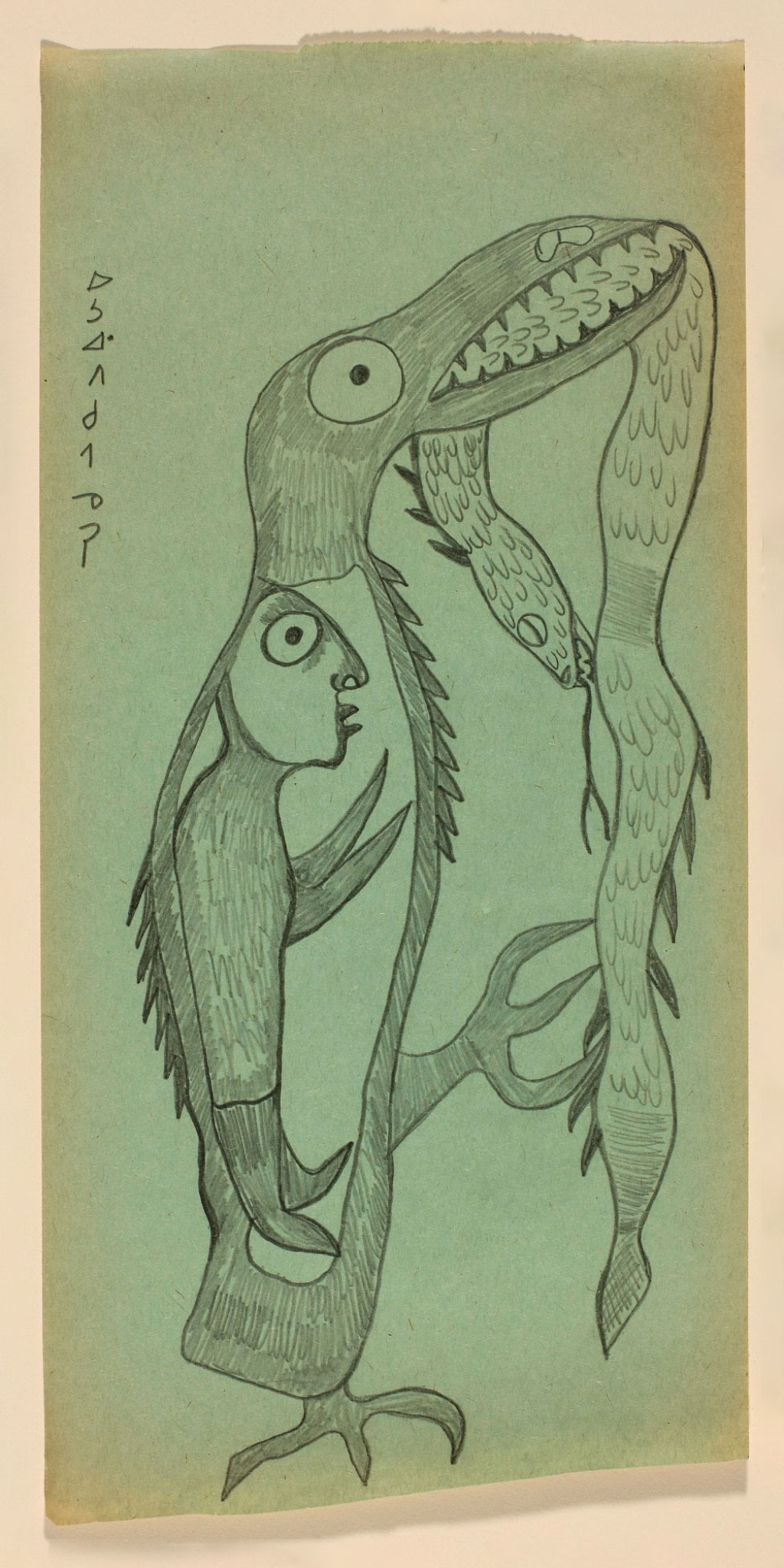 Sketch of a spirit figure within a thunderbird