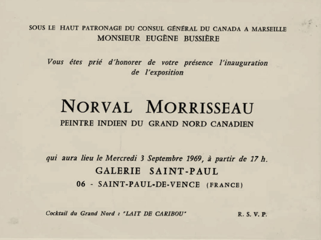 Invitation to the vernissage for the Morrisseau exhibition
