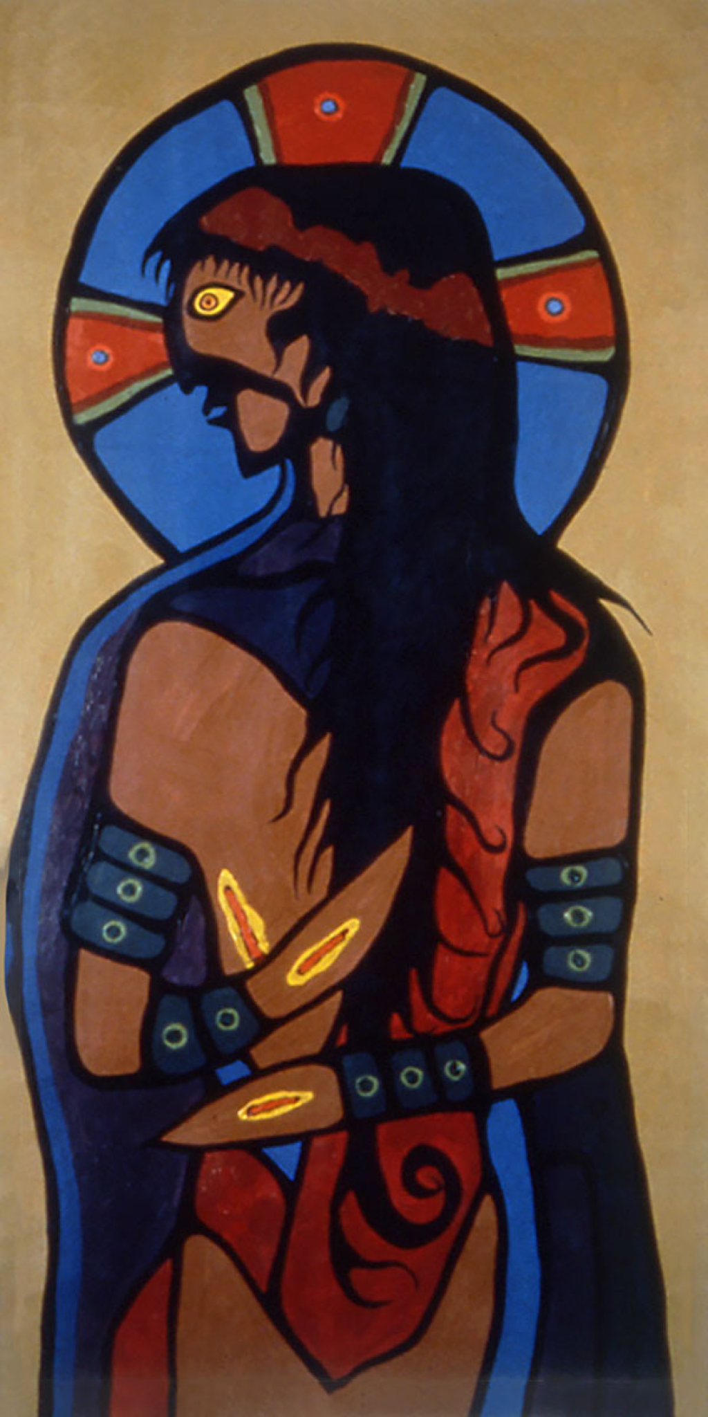 A painting of an indigenous Jesus Christ