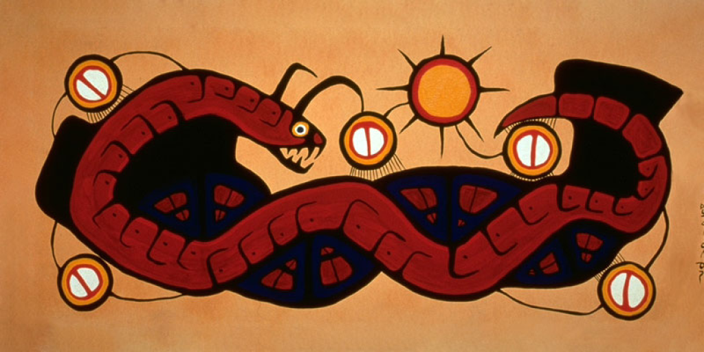 Peinture d'un grand serpent sacré