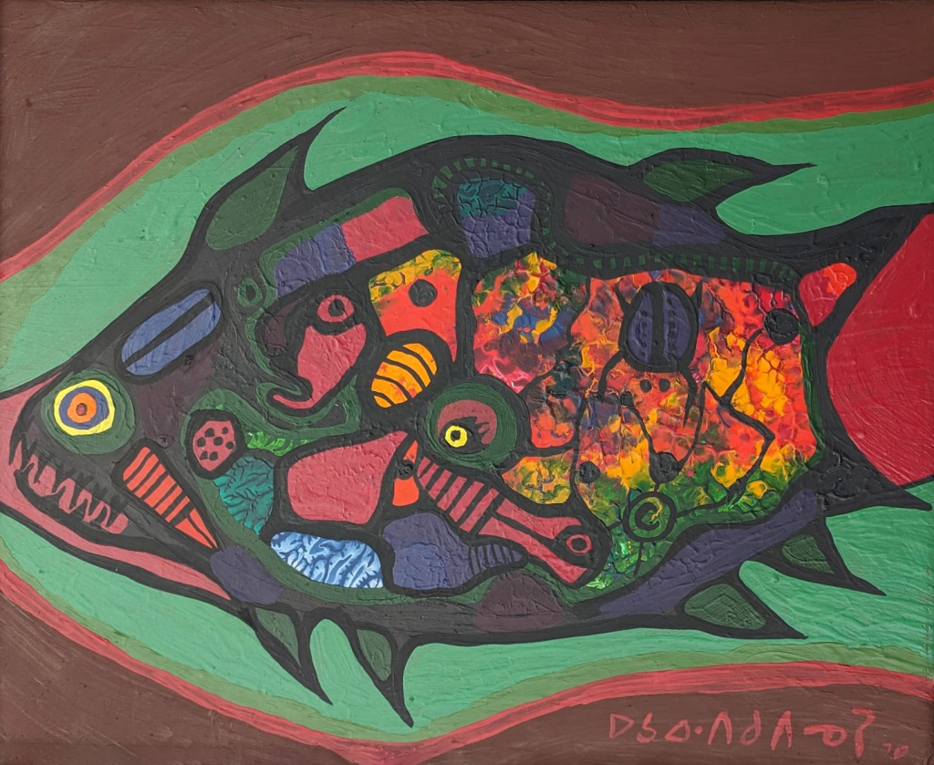 Photo d'une peinture représentant l'esprit d'un poisson sacré