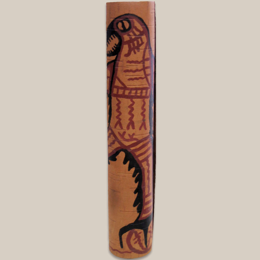 Picture of a rolled-up painting on birchbark scroll