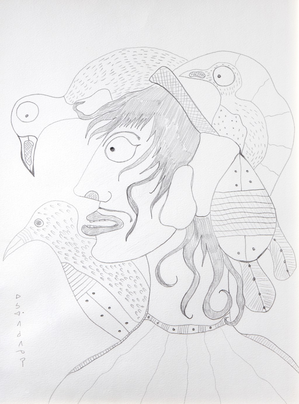 Drawing of a self-portrait by Morrisseau