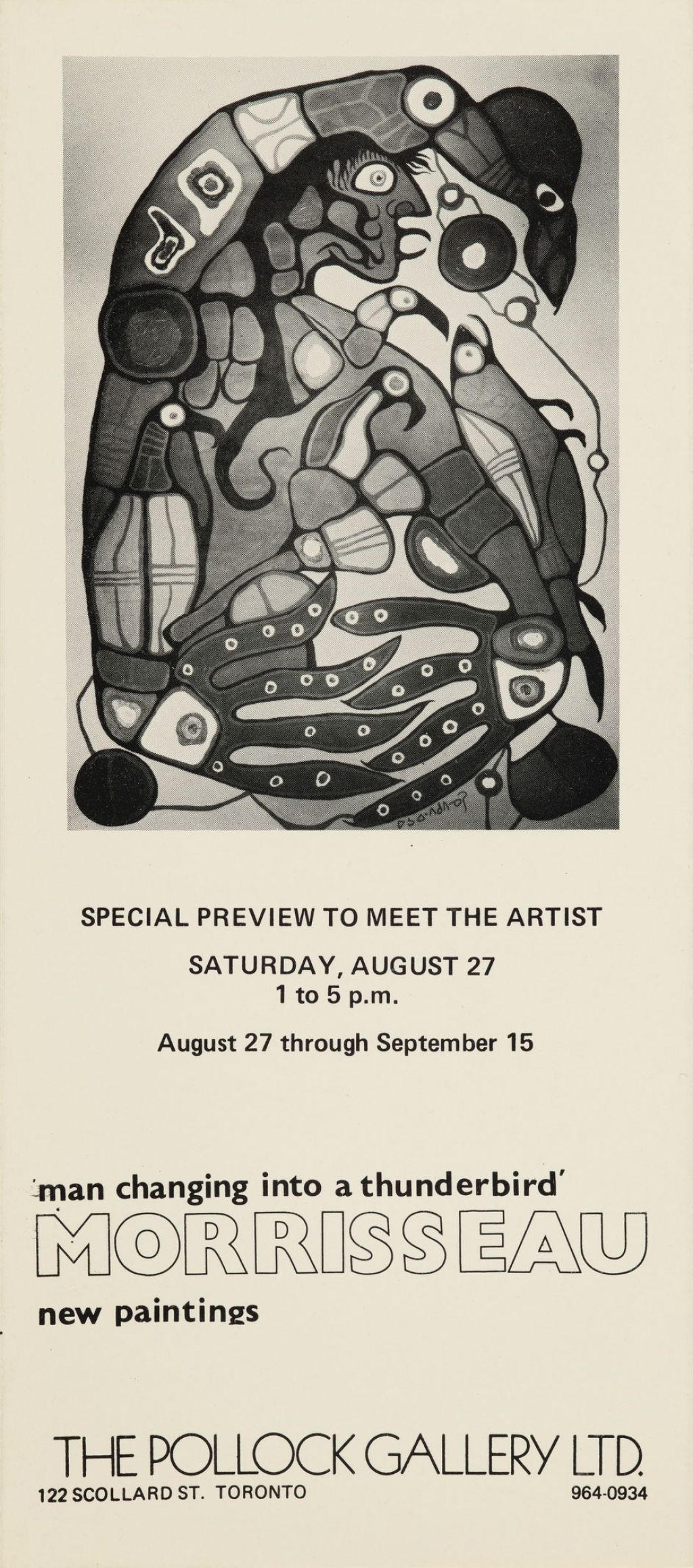 Picture of an exhibition invitation at the Pollock Gallery in 1977